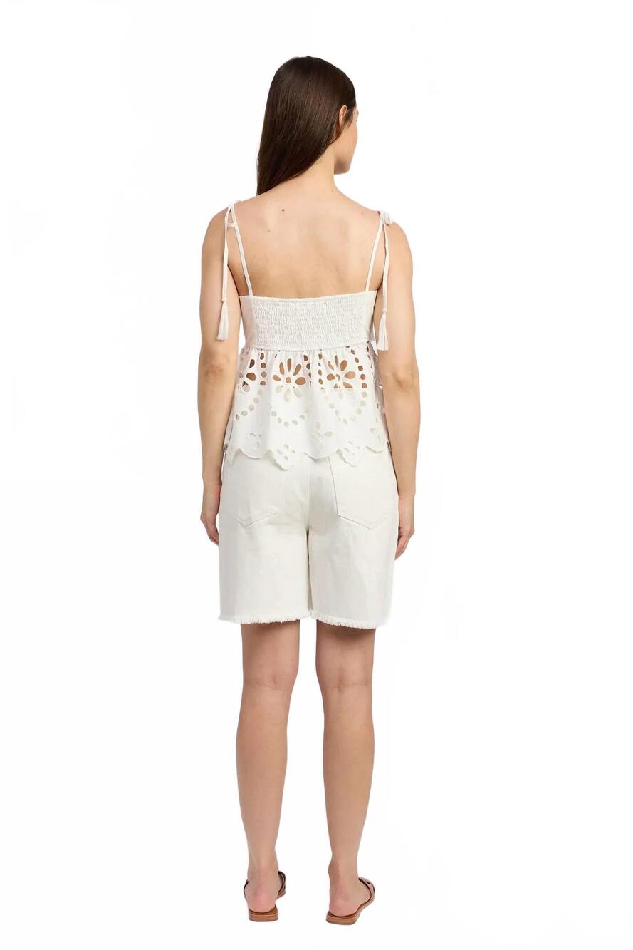 NEW EN SAISON courtney square neck top in white - Picture 5 of 5